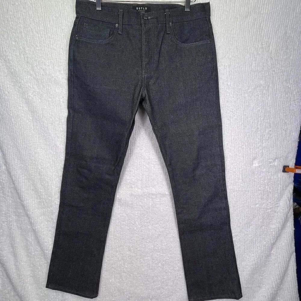 DSTLD Black Stretch Cotton Blend Button Fly Straight Leg Jeans Size 33x32